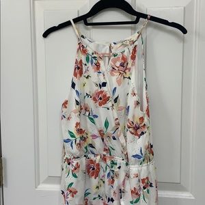 francesca’s Ivory Floral Print Dress